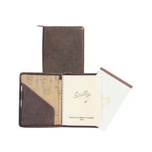 Antique Lamb Leather Zip Wired Planner & Letter Pad