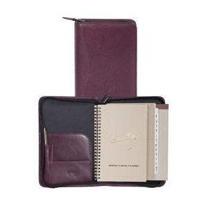 Italian Leather Zip Around Wired Weekly Planner