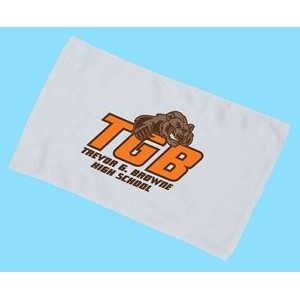 Budget Rally Terry Towel Hemmed 11x18 - White (Imprinted)